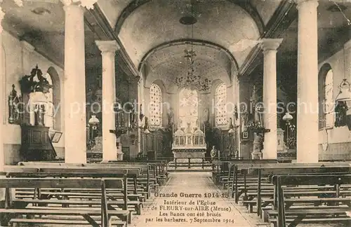 Fleury sur Aire Interieur de l Eglise Grande Guerre 1. Weltkrieg 