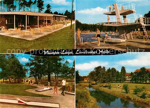 AK / Ansichtskarte Munsterlager Freibad im Walde Kaffeeterrasse Liegewiesen Minigolfplatz Munsterlager