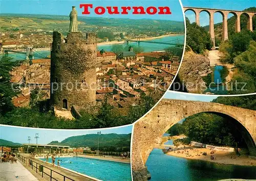 Tournon sur Rhone Vue panoramique Tour Pont Piscine Tournon sur Rhone