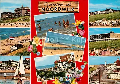 AK / Ansichtskarte Noordwijk_aan_Zee  Strand Promenade Hotels Segeln Noordwijk_aan_Zee 