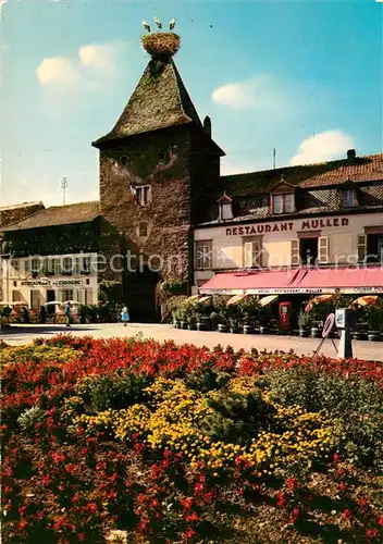 AK / Ansichtskarte Turckheim_Haut_Rhin Porte de France et nid de cigognes Turckheim_Haut_Rhin