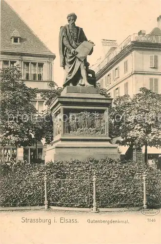 AK / Ansichtskarte Strasbourg_Alsace Gutenbergdenkmal Strasbourg Alsace