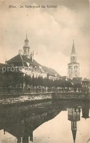 AK / Ansichtskarte Mitau Blick zum Rathaus Kirche Pruefstempel Mitau