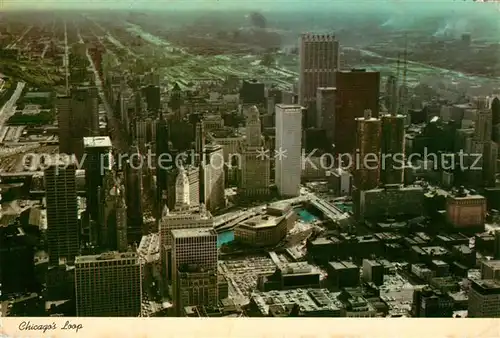 AK / Ansichtskarte Chicago_Illinois Panorama of Downtown Chicago Loop seen from top of John Hancock Center 