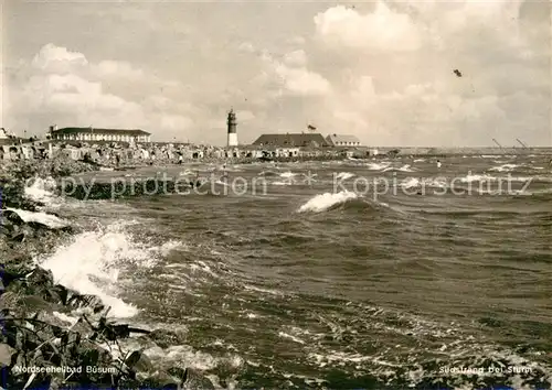 AK / Ansichtskarte Buesum_Nordseebad Strand Leuchtturm Buesum_Nordseebad