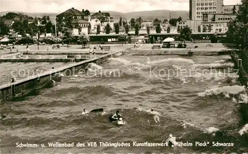 AK / Ansichtskarte Schwarza_Thueringer_Wald Schwimmbad Wellenbad des VEB Thueringisches Kunstfaserwerk Wilhelm Pieck Schwarza_Thueringer_Wald