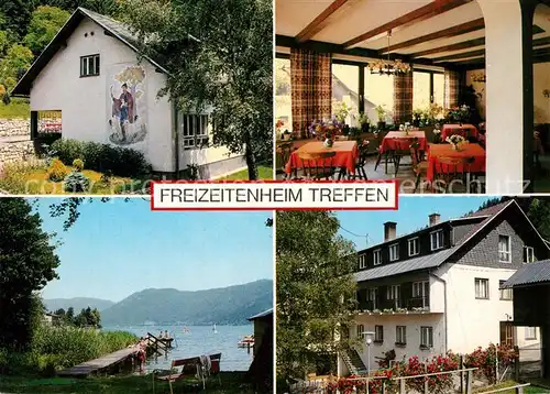 AK / Ansichtskarte Treffen_Ossiacher_See_Kaernten Freizeitheim der Evangelischen Stiftung de la Tour Badesteg Treffen_Ossiacher