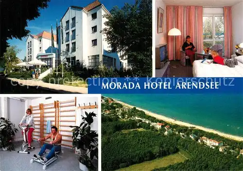 AK / Ansichtskarte Arendsee_Ostsee Morada Hotel Fitnessraum Fremdenzimmer Fliegeraufnahme Arendsee_Ostsee