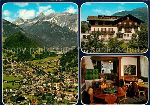 AK / Ansichtskarte Schruns_Vorarlberg Gasthof Rhaetikon Alpenpanorama Fliegeraufnahme Schruns Vorarlberg