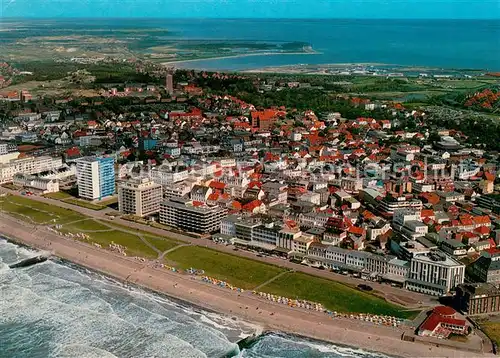 AK / Ansichtskarte Norderney_Nordseebad Fliegeraufnahme Kaiserstrasse Strand Norderney_Nordseebad