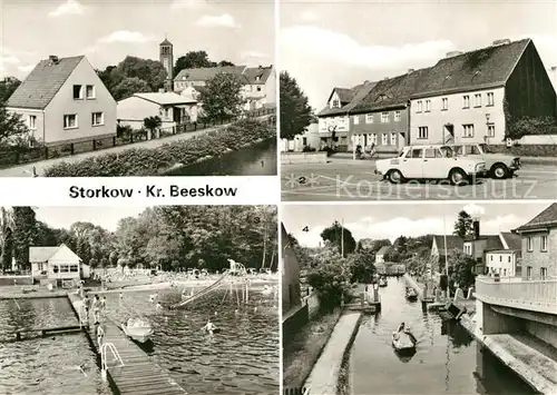 AK / Ansichtskarte Storkow_Mark Teilansicht Markt Freibad Starkower See Schleuse Storkow Mark