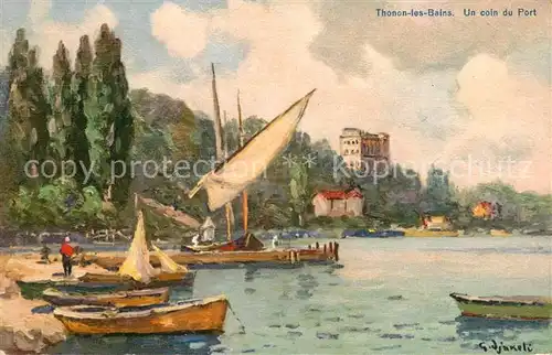 AK / Ansichtskarte Thonon les Bains Un coin du port Peinture Kuenstlerkarte Thonon les Bains