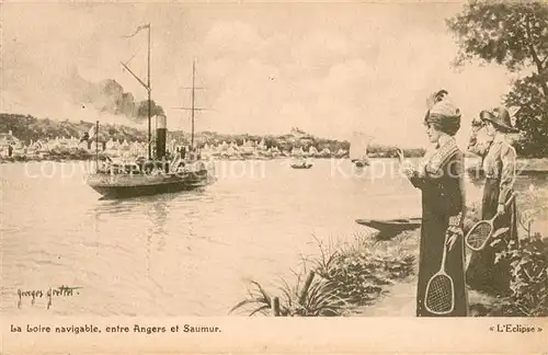 AK / Ansichtskarte Angers La Loire navigable entre Angers et Saumur Peinture Kuenstlerkarte Angers