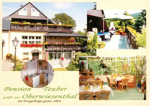 AK / Ansichtskarte Oberwiesenthal_Erzgebirge Pension Teuber Terrasse Oberwiesenthal Erzgebirge