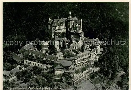 AK / Ansichtskarte Lauenstein_Oberfranken Burg Lauenstein Autohotel Fliegeraufnahme  Lauenstein_Oberfranken