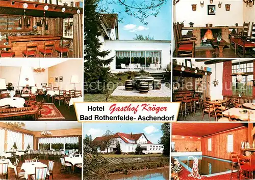 AK / Ansichtskarte Aschendorf_Bad_Rothenfelde Hotel Gasthof Kroeger Bar Gastraeume Hallenbad Terrasse Aschendorf_Bad