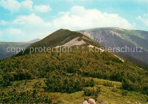 AK / Ansichtskarte Krkonose Kozi Hrbety Vlevo udoli Bileho Labe se Snezkou Krkonose