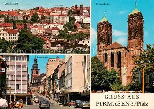 AK / Ansichtskarte Pirmasens Stadtblick Pirminkirche Hauptstrasse Pirmasens