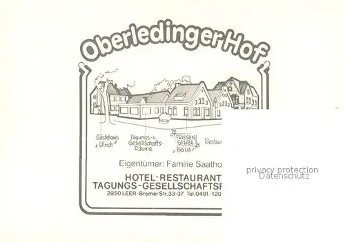 AK / Ansichtskarte Leer_Ostfriesland Hotel Restaurant Oberledinger Hof Leer_Ostfriesland