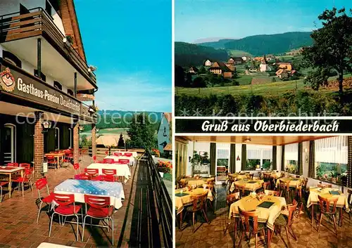 AK / Ansichtskarte Biederbach_Schwarzwald Gasthaus Pension Zum Deutschen Hof Terrasse Gaststube Panorama Biederbach Schwarzwald