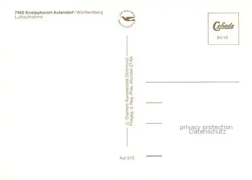 AK / Ansichtskarte Aulendorf Fliegeraufnahme Aulendorf