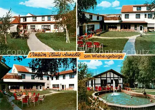 AK / Ansichtskarte Bad_Holzhausen_Luebbecke Pension Haus Annelie Gartenterrasse Brunnen Bad_Holzhausen_Luebbecke