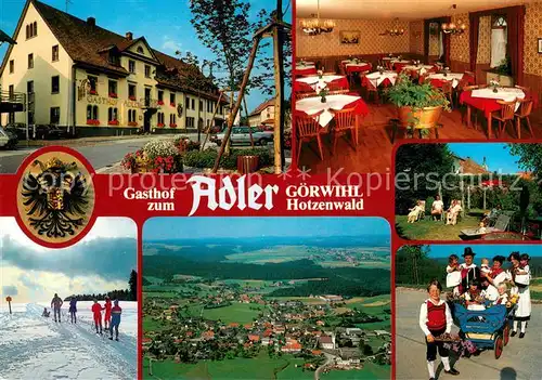 AK / Ansichtskarte Goerwihl Gasthof zum Adler Gastraeume Garten Trachtengruppe Panorama Goerwihl