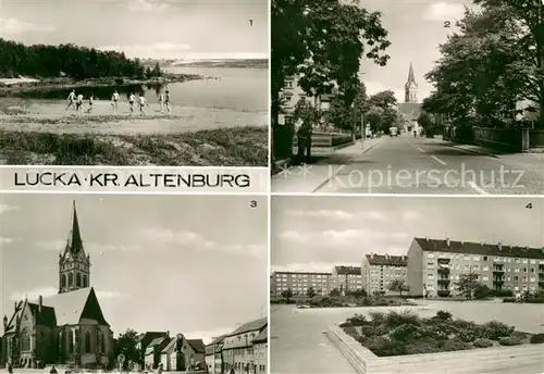 AK / Ansichtskarte Lucka_Thueringen Naherholungszentrum Lucka Proessdorf Bahnhofstrasse Puschkinplatz Friedrich Engels Strasse Lucka Thueringen