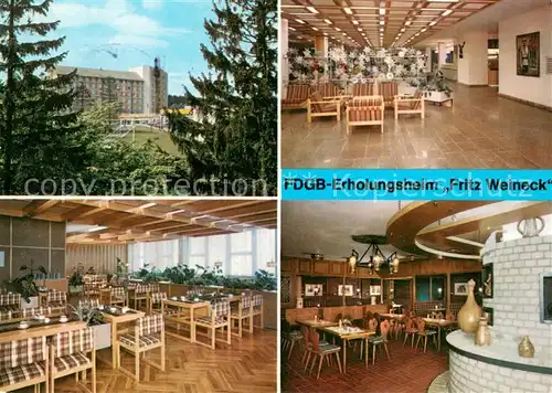 AK / Ansichtskarte Oberhof_Thueringen FDGB Erholungsheim Fritz Weineck Empfangshalle Restaurant Alchimistenkeller Oberhof Thueringen