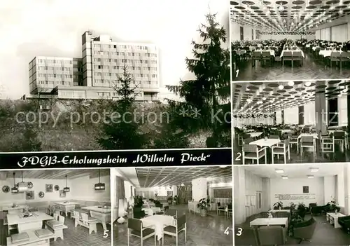 AK / Ansichtskarte Finsterbergen FDGB Erholungsheim Wilhelm Pieck Speisesaal Restaurant Zimmer Disco Tanzbar Fuhrmannstube Finsterbergen