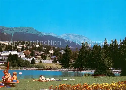 AK / Ansichtskarte Crans Montana Panorama Schwimmbad Crans Montana