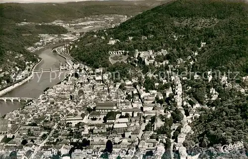 AK / Ansichtskarte Heidelberg_Neckar Altstadt mit Schloss Fliegeraufnahme Heidelberg Neckar