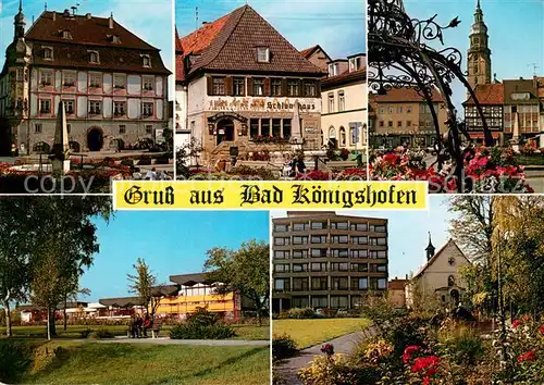 AK / Ansichtskarte Bad_Koenigshofen Hotel Schlundhaus Marktplatz Brunnen Teilansichten Bad_Koenigshofen