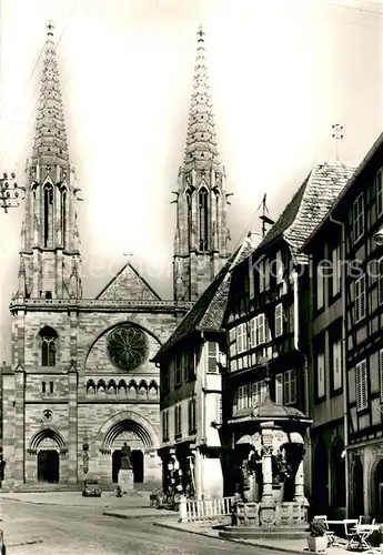 AK / Ansichtskarte Obernai_Bas_Rhin Rue du Chanoine Gyss et l Eglise Obernai_Bas_Rhin