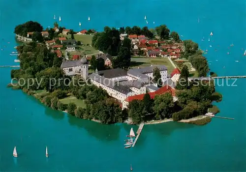 AK / Ansichtskarte Fraueninsel_Chiemsee Abtei Frauenwoerth Fliegeraufnahme Fraueninsel Chiemsee