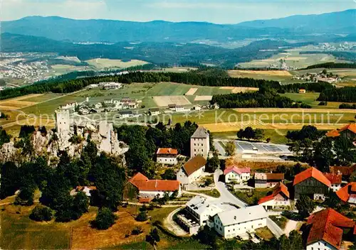 AK / Ansichtskarte Regen Burgruine Weissenstein am Pfahl Blick zum Grosser Arber Fliegeraufnahme Regen