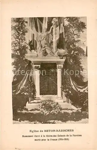 AK / Ansichtskarte Beton Bazoches Eglise Monuent eleve a la Gloire des Enfants de la Paroisse morts pour la France Beton Bazoches