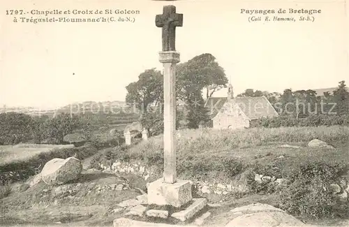 AK / Ansichtskarte Tregastel_Ploumanach Chapelle et Croix de St Golcon 