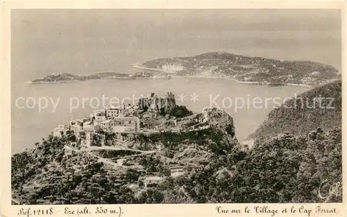 AK / Ansichtskarte Eze_Alpes Maritimes Vue sur le Village et le Cap Ferrat Eze_Alpes Maritimes