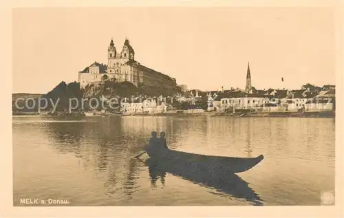 AK / Ansichtskarte Melk_Donau Blick ueber die Donau zum Kloster Melk_Donau