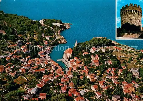 AK / Ansichtskarte Veli_Losinj_Kroatien Fliegeraufnahme Burgturm Veli_Losinj_Kroatien