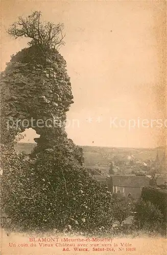 AK / Ansichtskarte Blamont_Meurthe et Moselle Un coin du Vieux Chateaux avec vue vers la Ville Blamont