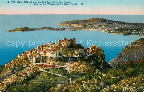 AK / Ansichtskarte Eze_Alpes Maritimes Vue sur le Village et le Cap Ferrat Eze_Alpes Maritimes