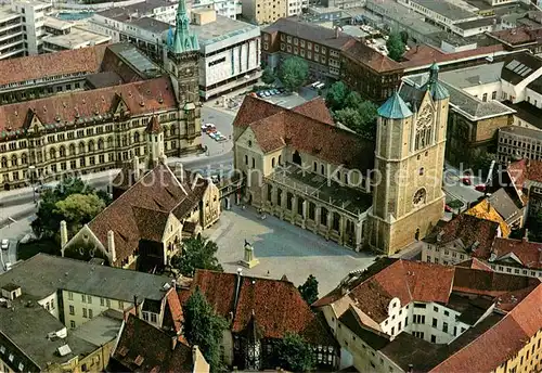 AK / Ansichtskarte Braunschweig Fliegeraufnahme Burgplatz mit Rathaus Braunschweig