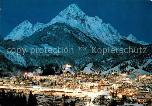 AK / Ansichtskarte Mittenwald_Bayern mit Hohe Munde oefelekopf Wettersteinspitze und Alpspitze Mittenwald Bayern