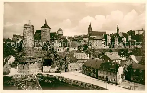 AK / Ansichtskarte Bautzen Serie Das 1000jaehrige Bautzen Blick von Kronprinzenbruecke Alte Wasserkunst Michaeliskirche Bautzen