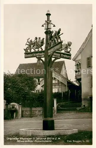 AK / Ansichtskarte Lenzkirch Origineller holzgeschnitzter Wegweiser Lenzkirch