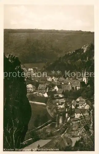 AK / Ansichtskarte Blaubeuren Kloster mit Wilhelmsfelsen Blaubeuren