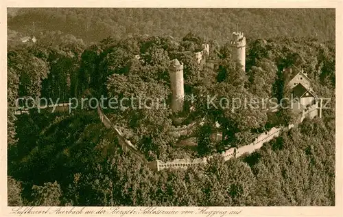 AK / Ansichtskarte Auerbach_Bergstrasse Schlossruine Fliegeraufnahme Auerbach_Bergstrasse