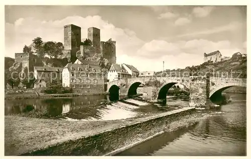 AK / Ansichtskarte Schadeck_Runkel Lahn Bruecke Blick zur Burg Schadeck Schadeck Runkel